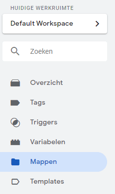 Google Tag manager mappen tabblad